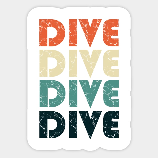 Retro Dive Distressed Diving Springboard Diver Gift T-shirt Sticker by Bezra